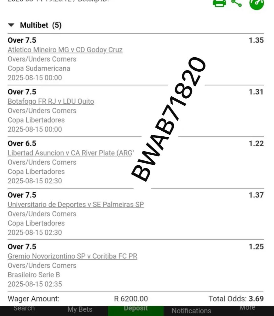 Over 7 corners full time. 3.6 odds

BWAB71820