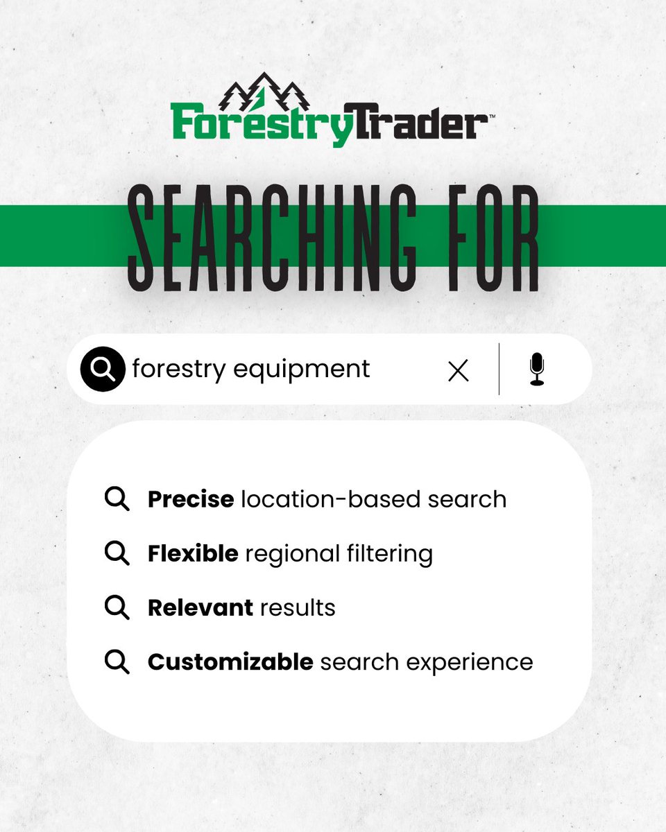 It's easy to find the right equipment with #ForestryTrader 🌲🚚

From manufacturers and models, to location, to attachment preferences, Forestry Trader has all the tools to help you find your perfect match. Start searching for your equipment today at ow.ly/2ikT50WGcRr