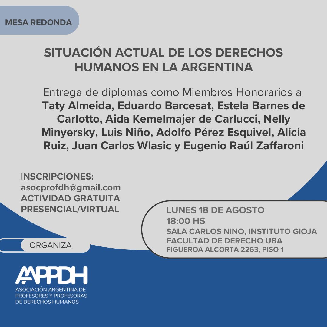 SebaReyddhh's tweet photo. El próximo lunes hay Mesa Redonda sobre "Situación actual de los derechos humanos en la Argentina" y, de yapa, los Martín Fierro de los Derechos Humanos (entrega de diplomas a Miembros Honorarios). Inscripción: https://t.co/fduQD5ZLHw @abuelasdifusion @MadresLineaFund https://t.co/rDje6hKNfV