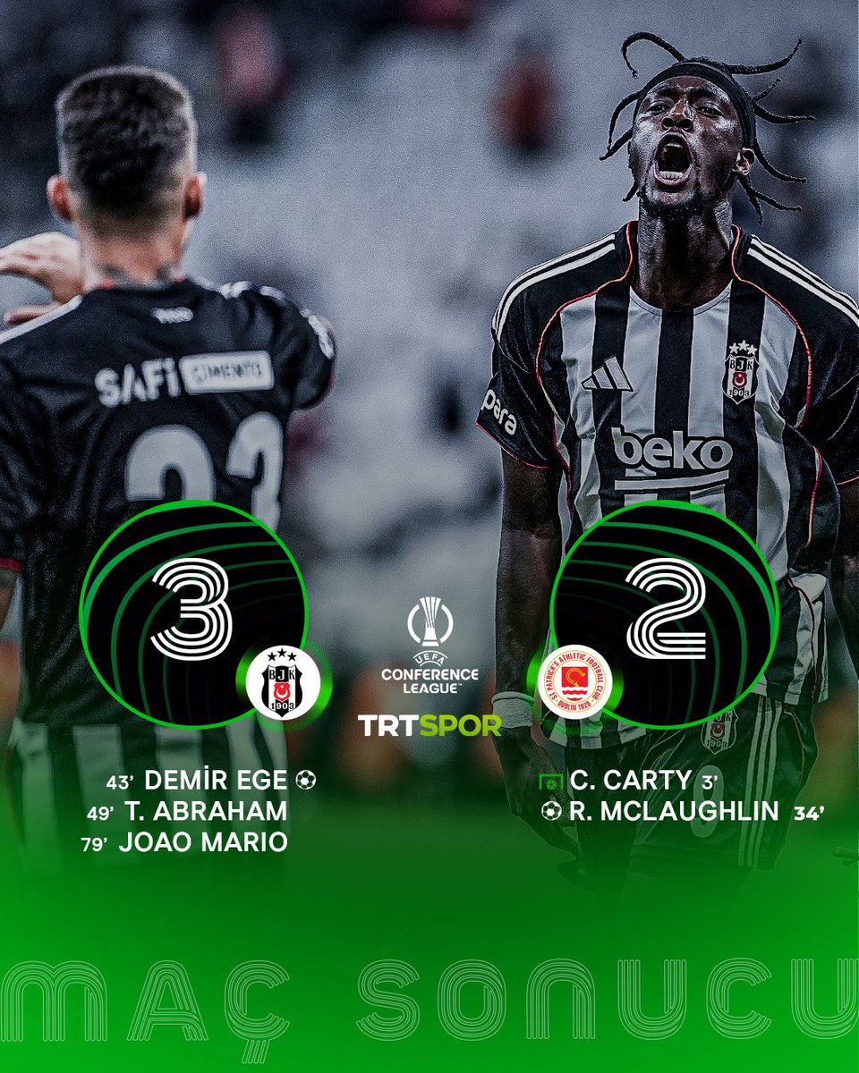 Nûnerê me Beşiktaş di Lîga Konferansê de derbasî tûra play off'ê bû.
Temsilcimiz #Beşiktaş, Konferans Ligi'nde play-off turuna yükseldi.