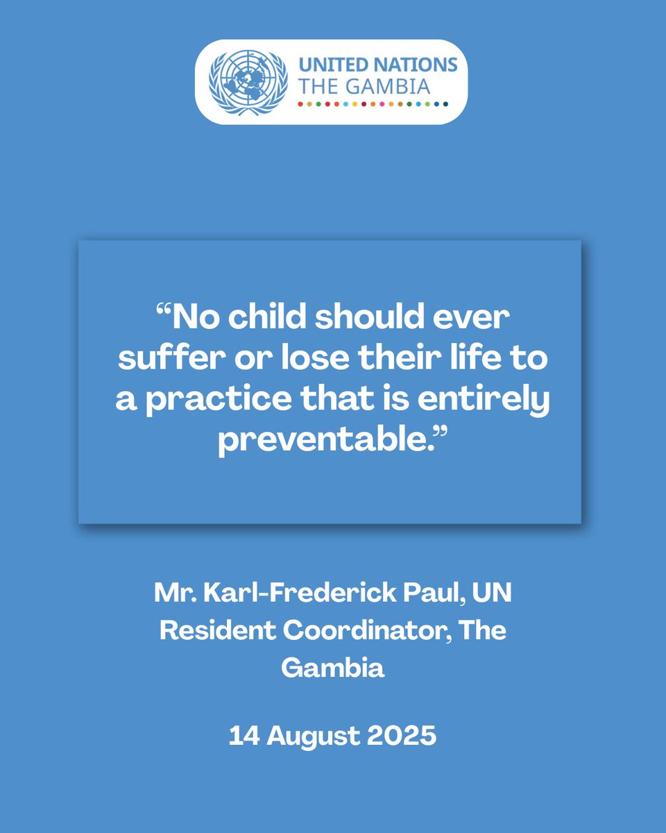 "The United Nations in The Gambia expresses its profound sorrow and strong condemnation following the death of a one-month-old girl resulting from alleged Female Genital Mutilation (FGM) based on available information."  

Press Release: gambia.un.org/en/299862-stat…
