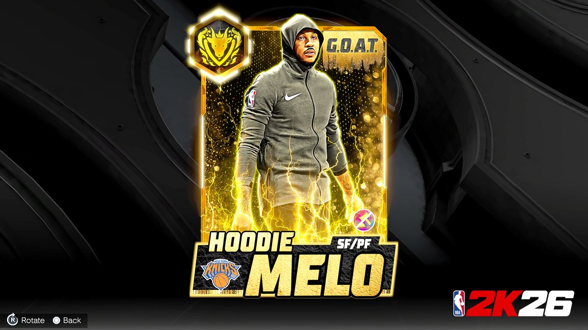 🐐 Hoodie Melo is coming to MyTEAM! 

Reach Dark Matter REP in NBA 2K26 to earn one of the most iconic Carmelo Anthony aliases of all time 🫡