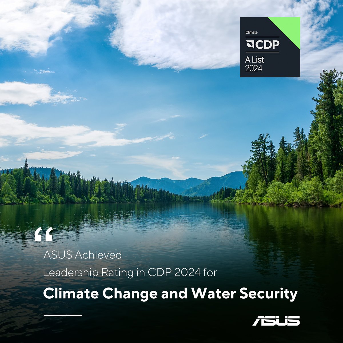 Proud moment! 🌎 #ASUS earned Leadership-level ratings from CDP in Climate Change &amp; Water Security.

✅ SBTi-validated near-term targets
✅ 50% renewable energy worldwide in 2024
✅ 24% cut in key suppliers’ carbon intensity since baseline

Learn more: us.asus.click/esg