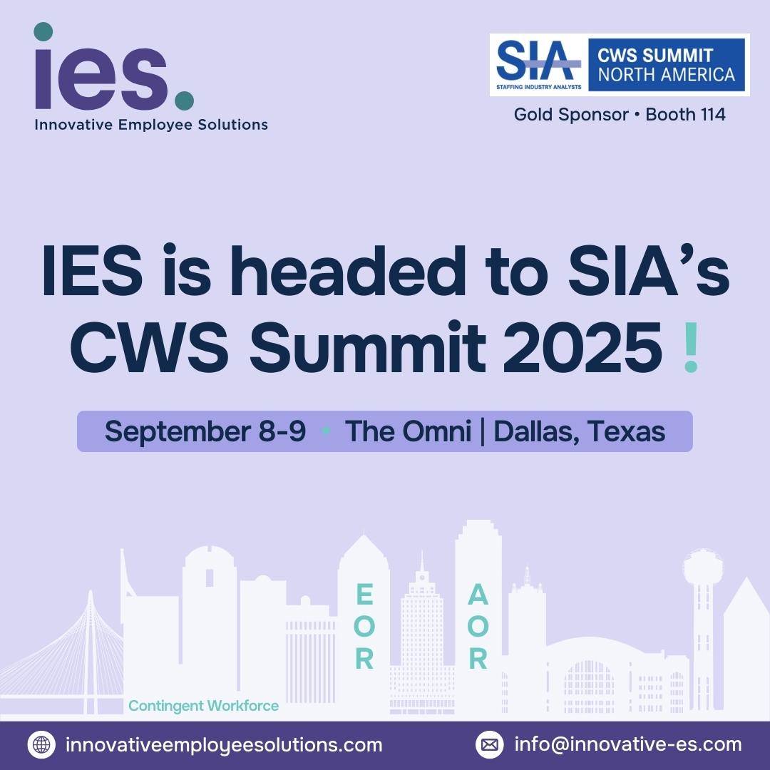 c_herrman's tweet photo. 🎉 @InnovativeES is proud to be a Gold Sponsor of the @SIAnalysts #CWSSummit in Dallas—THE event for #ContingentWorkforce leaders.

Let’s connect, collaborate &amp; explore the future of #workforce management. Stop by our booth!

Details: https://t.co/IdhLOtvXXU

#IES #EOR #AOR #HR https://t.co/wMMFY6rgNW