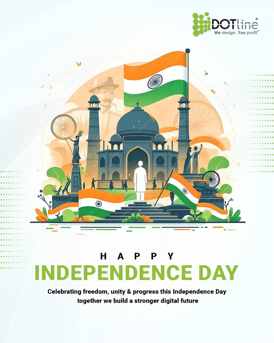 dotlineweb's tweet image. 🇮🇳 Happy Independence Day!
Let&apos;s celebrate the spirit of freedom, unity &amp;amp; progress.
Here’s to innovation, growth &amp;amp; the pride of being Indian. 🌟
#Dotline #Dotlineweb #IndependenceDay #HappyIndependenceDay #India
