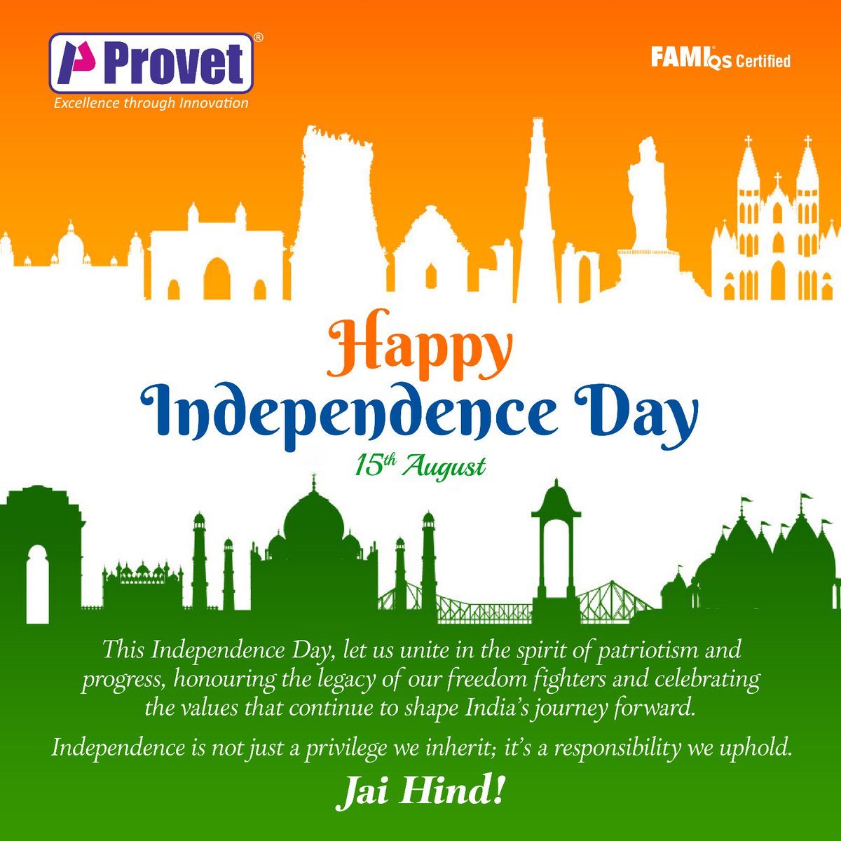 provetppl's tweet photo. Happy Independence Day!
Independence is not just a privilege we inherit; it's a responsibility we uphold.
Jai Hind!
#Provetpharma #independenceday2025 #celebration #mycountry #sacrifice #Pride #freedom #patriotism #JaiHind #mynation #79thanniversary https://t.co/vHICTMqScR