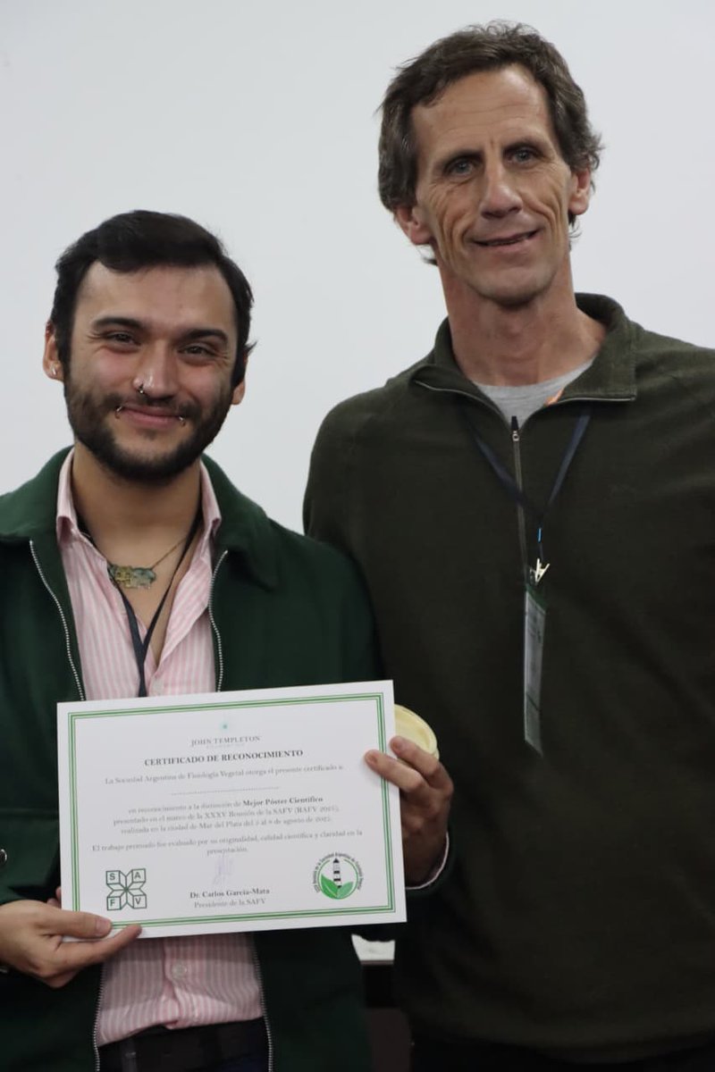 Sociedad Argentina de Fisiología Vegetal (@socargfisveg) on Twitter photo Felicitamos a los ganadores de los premios de los posters de "Cultivos Desatendidos y Subutilizados" de la Fundación Templeton 🙏
Marcelo Gauna & Tany Pochettino
Congrats to the Templeton Foundation Price winners; best poster about NUS
<a href="/templeton_fdn/">John Templeton Foundation</a> #RAFV2025 Felicitamos a los ganadores de los premios de los posters de "Cultivos Desatendidos y Subutilizados" de la Fundación Templeton 🙏
Marcelo Gauna & Tany Pochettino
Congrats to the Templeton Foundation Price winners; best poster about NUS
<a href="/templeton_fdn/">John Templeton Foundation</a> #RAFV2025