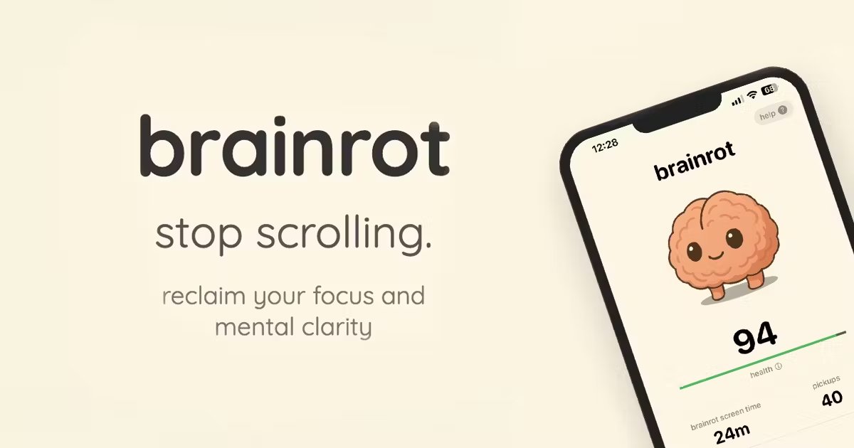 🧠 brainrot

Screen time tracker that gamifies digital detox. 

Limit your scrolling to keep your brain avatar alive.