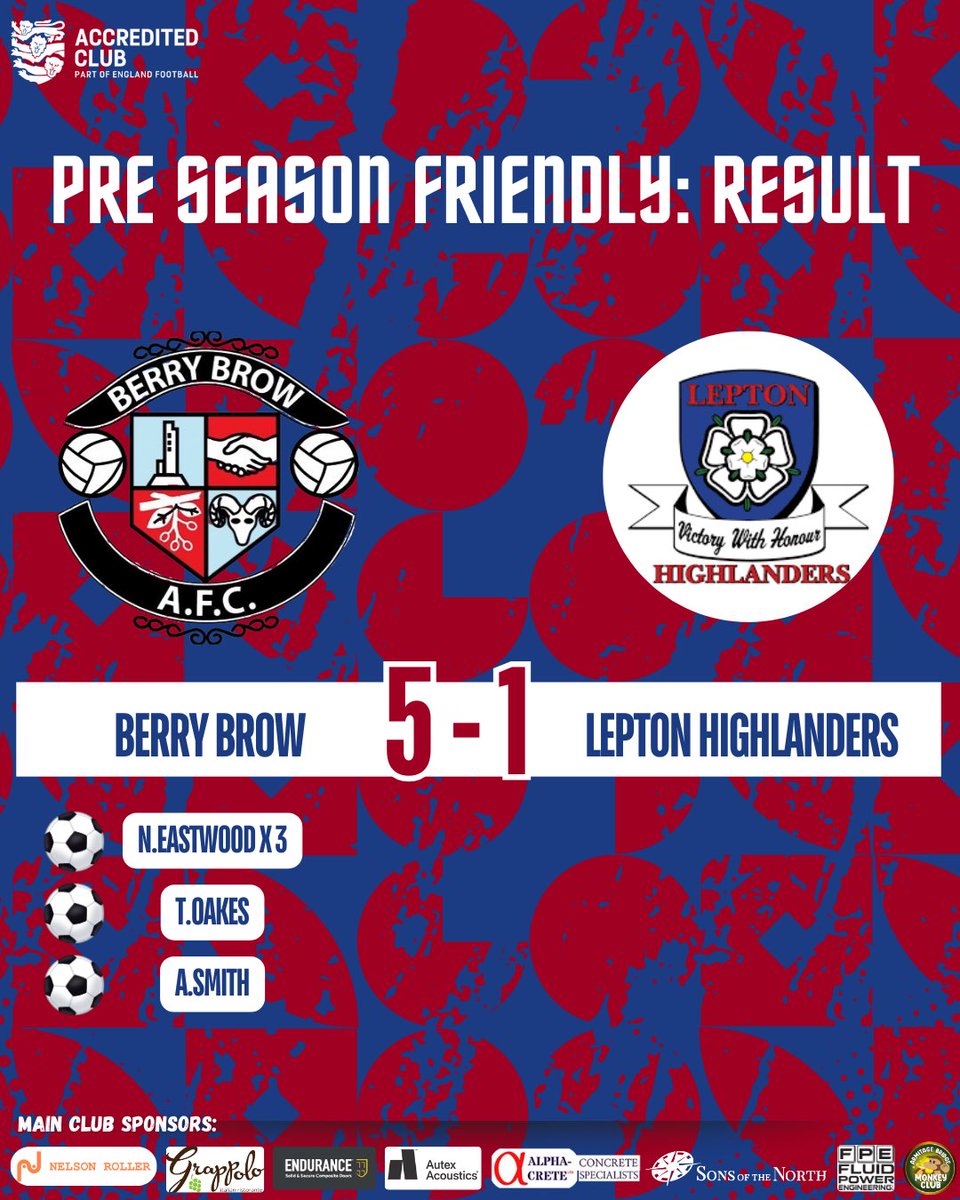 Berry Brow AFC (@berrybrowafc) on Twitter photo Great run out for the lads in the game this evening vs <a href="/LHighlandersFC/">Lepton Highlanders FC & CC</a> . More minutes in the legs as we get closer to the season starting. Thanks for the game, and good luck for the season
#UTB Great run out for the lads in the game this evening vs <a href="/LHighlandersFC/">Lepton Highlanders FC & CC</a> . More minutes in the legs as we get closer to the season starting. Thanks for the game, and good luck for the season
#UTB