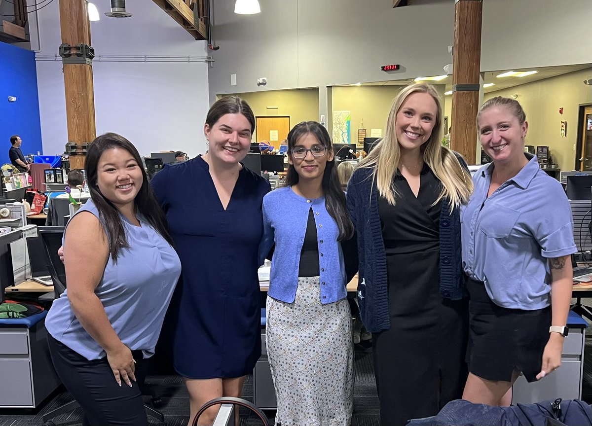 BREW CREW! Accidental color coordination in the newsroom but we’ll chalk it up to being excited about the Brewer’s 12th straight win! 💙⚾️ <a href="/ellienw_news/">Ellie Nakamoto-White</a> <a href="/AndieBernhardt/">Andie Bernhardt</a> <a href="/JennaWellsNEWS/">Jenna Wells</a> <a href="/KathrynMerckTV/">Kathryn Merck TV</a>