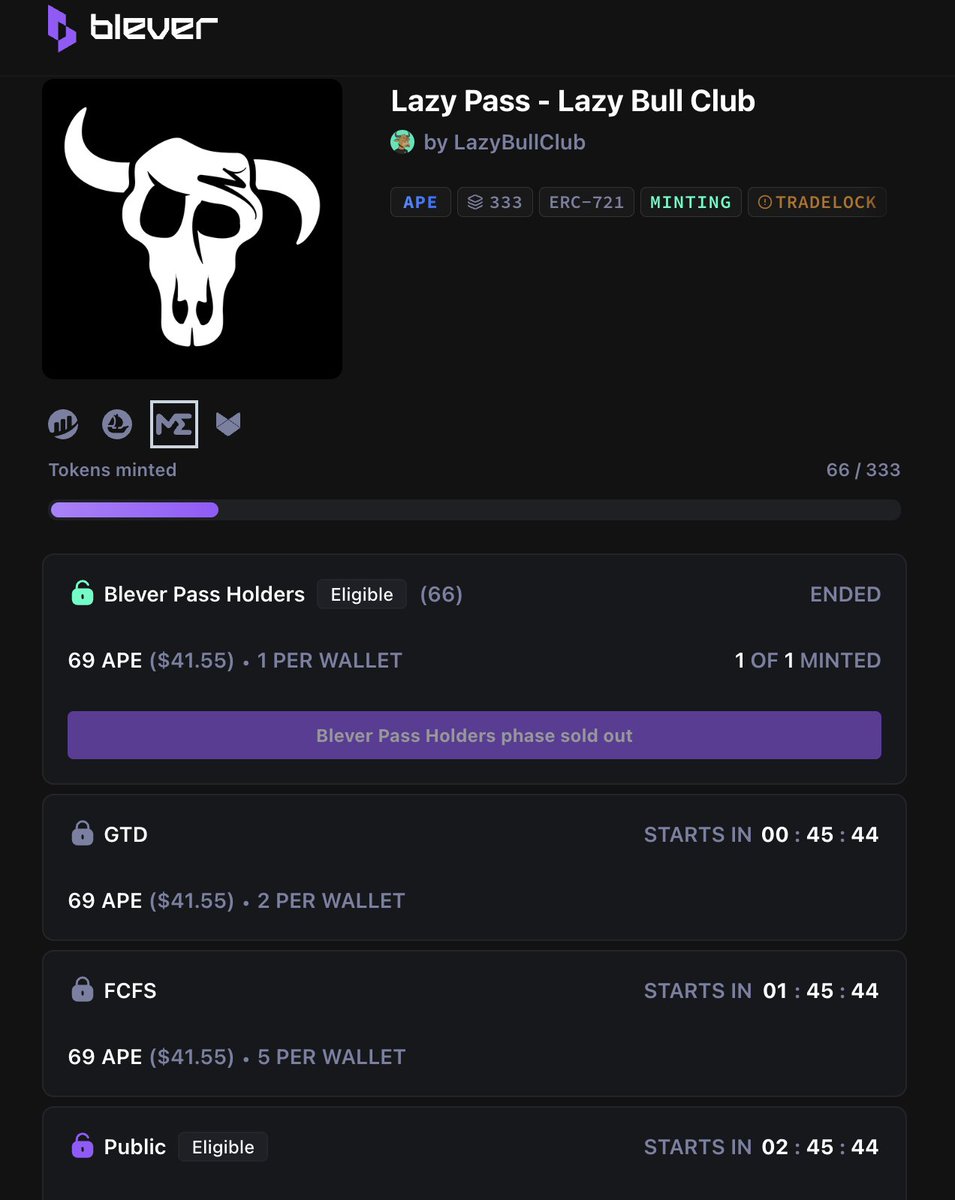 Minted 

<a href="/LazyBullClub/">Lazy Bull Club | MBA #00716</a>