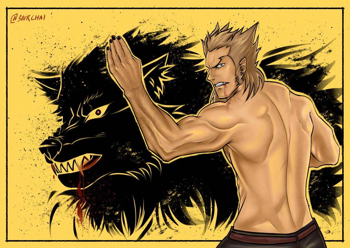 sourchai's tweet image. &quot;I&apos;ll show you just how dangerous a wounded wolf can be!&quot; happy (belated) #InternationalWolfDay !  didn&apos;t wanna pass up the chance to draw my wolf man 🐺❤️#aceattorneyinvestigations #shilonglang