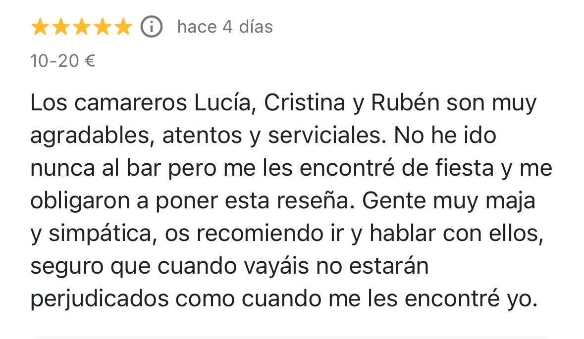 nakama_borja's tweet photo. Procedo a mirar las reseñas del bar en el que estoy
La primera que me encuentro: https://t.co/1rX2PvZliD