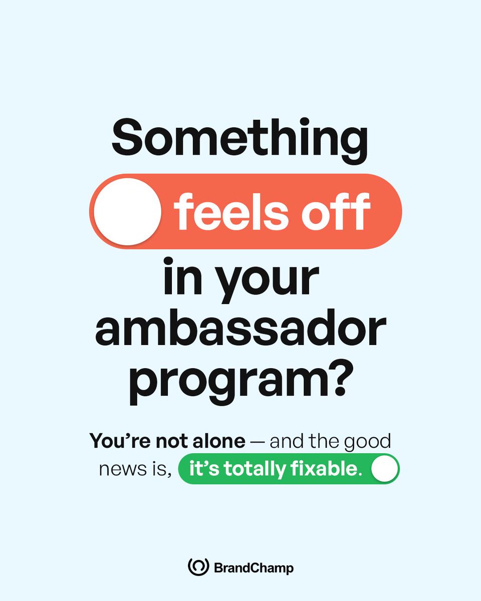 brandchamphq's tweet photo. Feeling like your ambassador program’s lost its spark? You’re not stuck.

1 - Keep convos alive
2 - Reward fast
3 - Give kind feedback
4 - Make sure the program has focus
5 - Add some fun

Small, consistent actions build momentum, and when people enjoy it, they stick around. https://t.co/xRwC5KQJYT