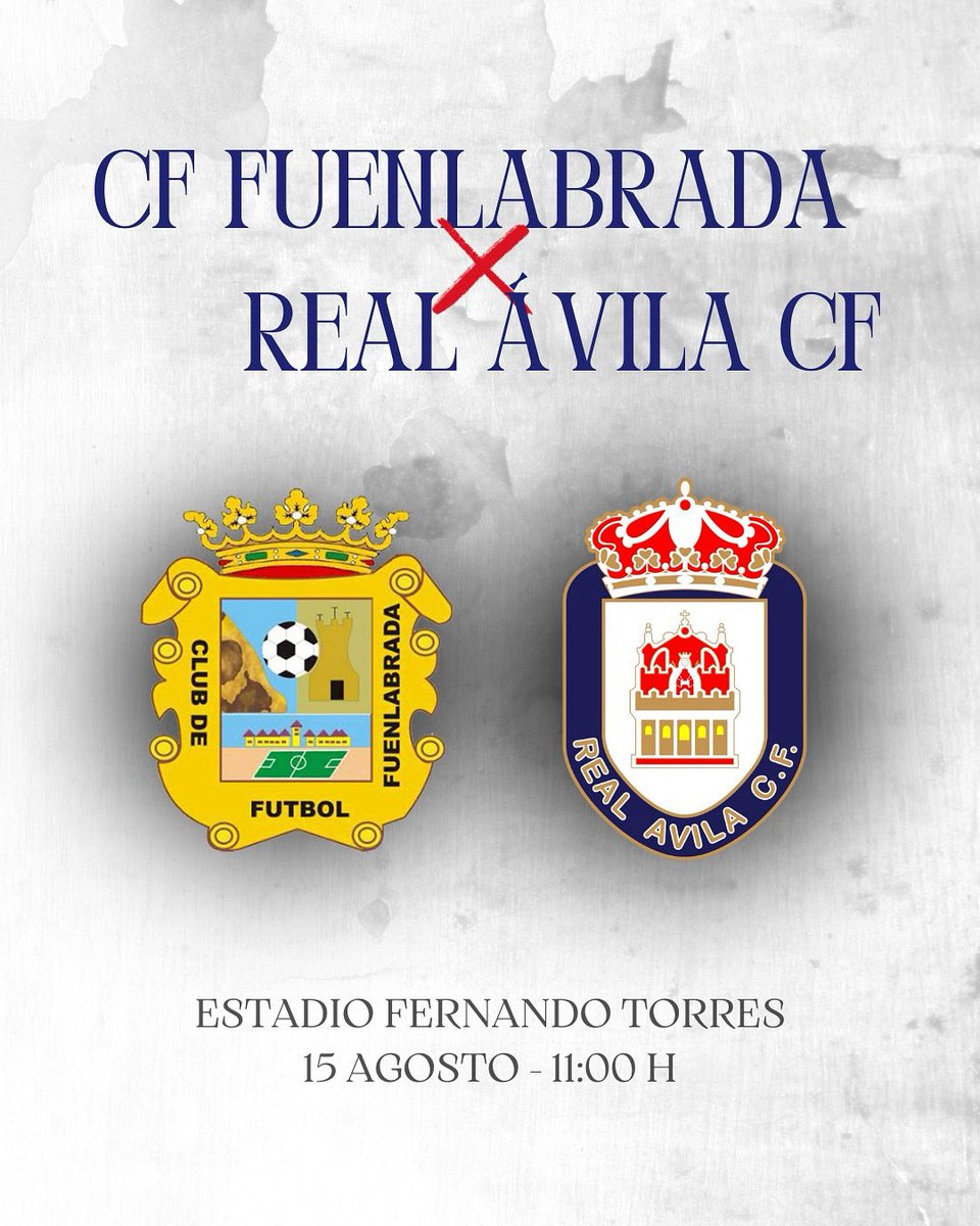 RealAvilaCF's tweet photo. ¡PRÓXIMO PARTIDO!
🆚 CF Fuenlabrada, @fuenla
📅 Mañana, viernes 15 de agosto
🕗 11:00 h
🏟 Estadio Fernando Torres
🔴 Una prueba más de la pretemporada 2025/25.
❤️¡VAMOS, ÁVILA!💙
#RealÁvila #Pretemporada2526 #CFFuenlabrada #Encarnados https://t.co/Sg2oVM3Hxn