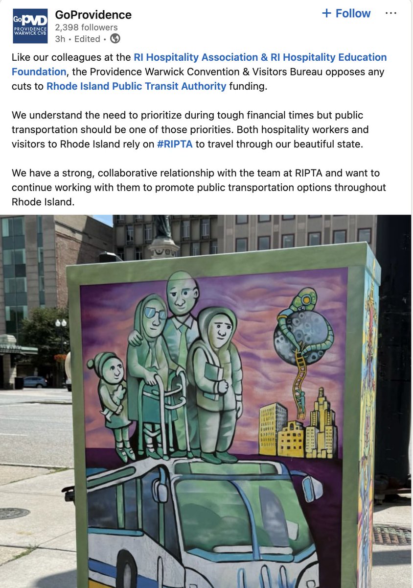 SaveRIPTA π (@saveripta) on Twitter photo THANK YOU <a href="/ProvidenceRI/">GoProvidence</a> for joining the flood of calls to #SaveRIPTA!
When will <a href="/GovDanMcKee/">Governor Dan McKee</a> understand the negative impact that bus cuts will have on our state's economy?
It's high time we had state leadership calling to GROW RIPTA, not cut it. THANK YOU <a href="/ProvidenceRI/">GoProvidence</a> for joining the flood of calls to #SaveRIPTA!
When will <a href="/GovDanMcKee/">Governor Dan McKee</a> understand the negative impact that bus cuts will have on our state's economy?
It's high time we had state leadership calling to GROW RIPTA, not cut it.