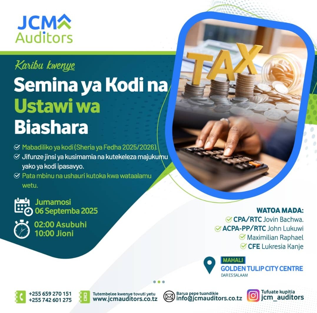 adili_255's tweet photo. Je Unajua Mabadiliko Ya Sheria Ya Za Kodi Yaliyofanywa kwenye Sheria Ya Fedha ya Mwaka 25/26 ? Njoo Ujifunze Nasi, Kuhusu Utaratibu Wasiliana Nasi Kwa Namba Zilizopo Hapo. https://t.co/thhgIZNRXC