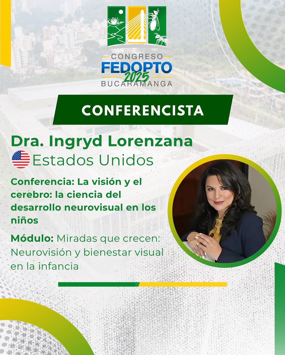 La Dra. Ingryd Lorenzana llega para compartir su experiencia en la conferencia:
“La visión y el cerebro: la ciencia del desarrollo neurovisual en los niños” 👁🧠

¡Una oportunidad imperdible para aprender de una voz experta y referente internacional! 🌟