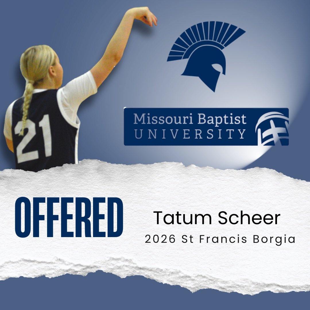 Tatum Scheer (@scheertatum) on Twitter photo After a great visit with <a href="/MBU_WBB/">Missouri Baptist Women's Basketball</a> and <a href="/TayJ_20/">Taylor Jacobsen</a> I am excited to announce I have received a scholarship offer to continue my academic and athletic career! Thank you for this opportunity!
<a href="/PheeElite/">Napheesa Collier Elite</a> <a href="/Coach_Adams92/">Anthony Adams</a> <a href="/Borgiagirlsbb/">Borgia Girls Basketball</a> After a great visit with <a href="/MBU_WBB/">Missouri Baptist Women's Basketball</a> and <a href="/TayJ_20/">Taylor Jacobsen</a> I am excited to announce I have received a scholarship offer to continue my academic and athletic career! Thank you for this opportunity!
<a href="/PheeElite/">Napheesa Collier Elite</a> <a href="/Coach_Adams92/">Anthony Adams</a> <a href="/Borgiagirlsbb/">Borgia Girls Basketball</a>