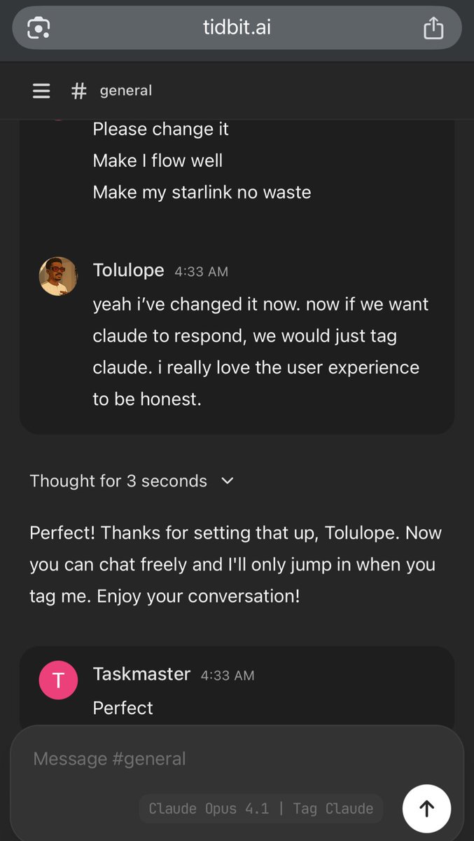 storyhunterkaz's tweet photo. @FarzaTV’s tidbit is so cool to use. 

this is me and @web3taskmaster having a nice time in our @genzscave’s space on tidbit. 

if you’re using slack presently, my guess is you’re always sending screenshots from chatgpt to your team mates.

so why don’t you try tidbit instead? https://t.co/vwgNBGO4PP