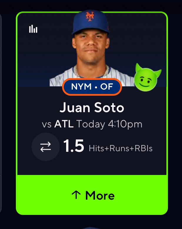 PrizePicksGurus's tweet photo. Play of the day: 
Juan Soto OVER 1.5 H+R+RBI 🔥

He’s locked in at the plate & in a prime spot to do damage 💣 
Elite matchup + table-setters ahead = production incoming 📈

Let’s ride with the superstar and cash it 💰 #PrizePicks #MLBPicks #PropsDaily #GamblingTwitter #SharpPlays #SotoSeason #DegenApproved