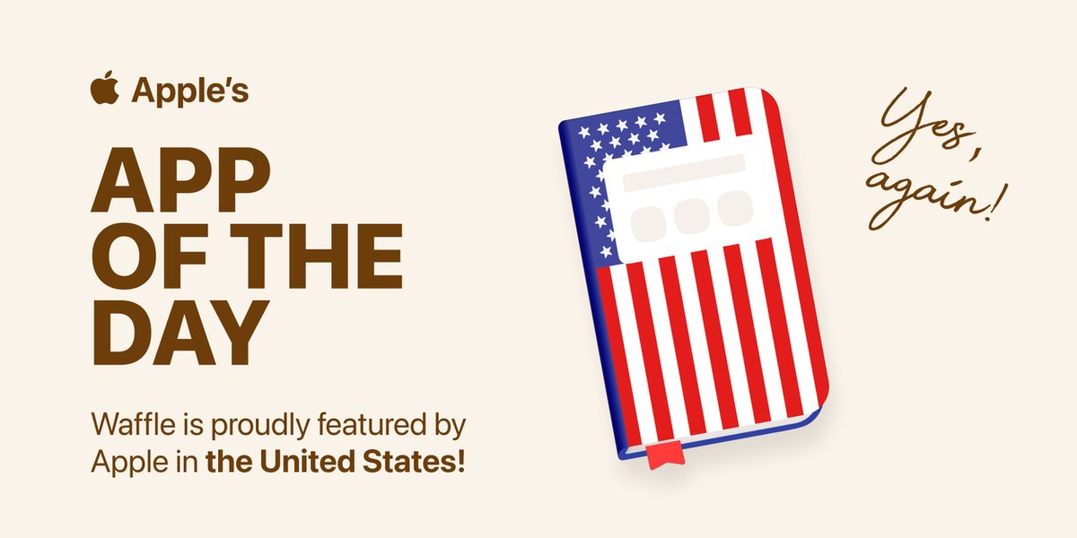 wafflejournal's tweet photo. We’re @Apple's App of the Day in the US again 🎉 Huge thanks to our amazing Waffle members for helping us make it happen, for the second time this year! https://t.co/21lgiJ1zgZ
