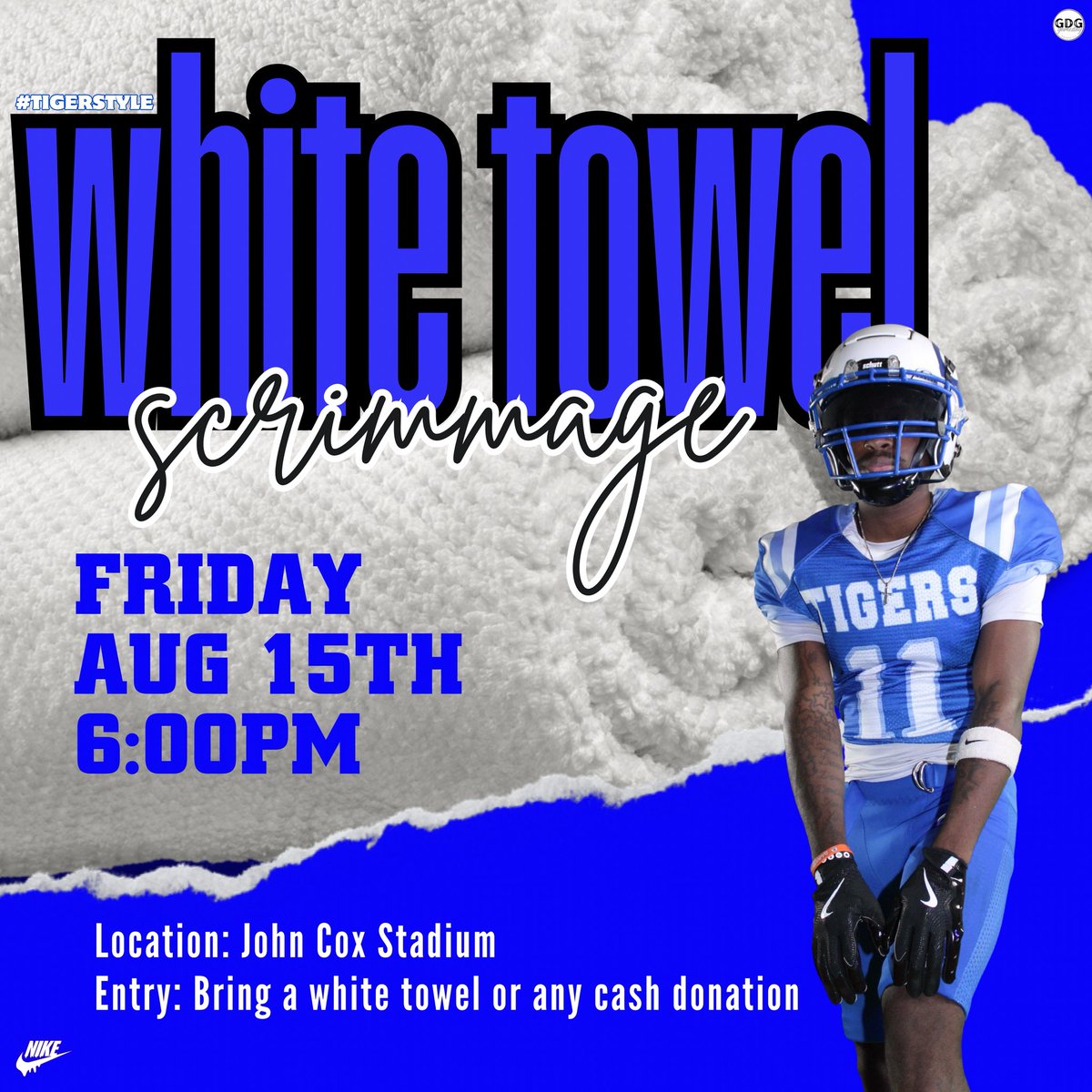 Tomorrow night, 6:00! Cost to get in is a white towel or any donation.  Come get an early look at this year’s Tigers.