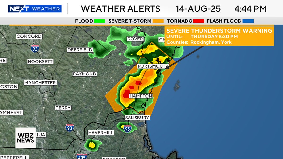 ⚠️ Severe Thunderstorm Warning for Rockingham, York County until Aug 14 5:30PM. 

Frequent lightning, hail, and strong wind are possible in these storms.