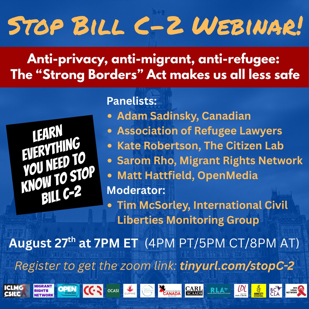 OpenMediaOrg's tweet image. What happens when experts and citizens come together against Mark Carney&apos;s broken surveillance Bill C-2?!

We STOP it in its tracks!

Learn how Aug 27th at a webinar teach-in with us and a roster of experts and civil society stars.

Sign up below:

us02web.zoom.us/webinar/regist…
