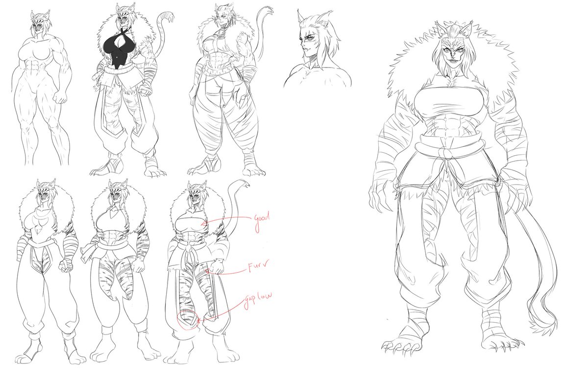 New sketches of my latest character, she is starting to take shape.