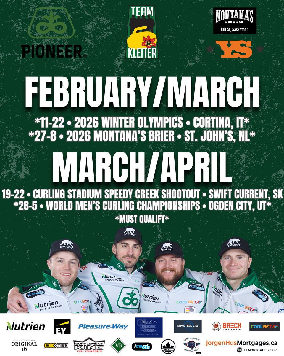 SCHEDULE DROP 🔥 🗓️ 

Check out where we'll be during the 2025-26 season! It's going to be an exciting one 👊 

#TeamKleiter | #Curling