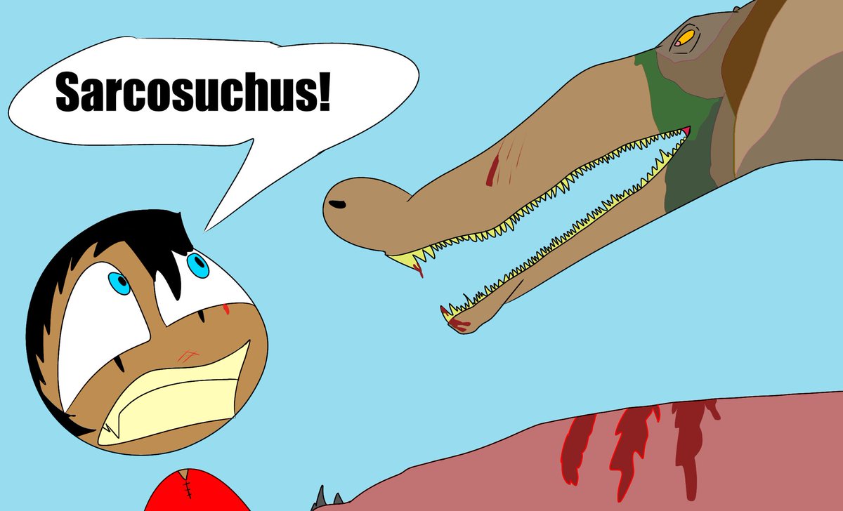 Awarfromhell's tweet photo. The sarcosuchus….. A 12 meter beast that Hides in the water waiting for its next meal…. Last teaser of my new comic before I show a lot more on August 16th #IndieAnimationDay! Can’t wait! #Soon #Dawnoftime #Indie #Webcomic…….. https://t.co/edzGNLqKne