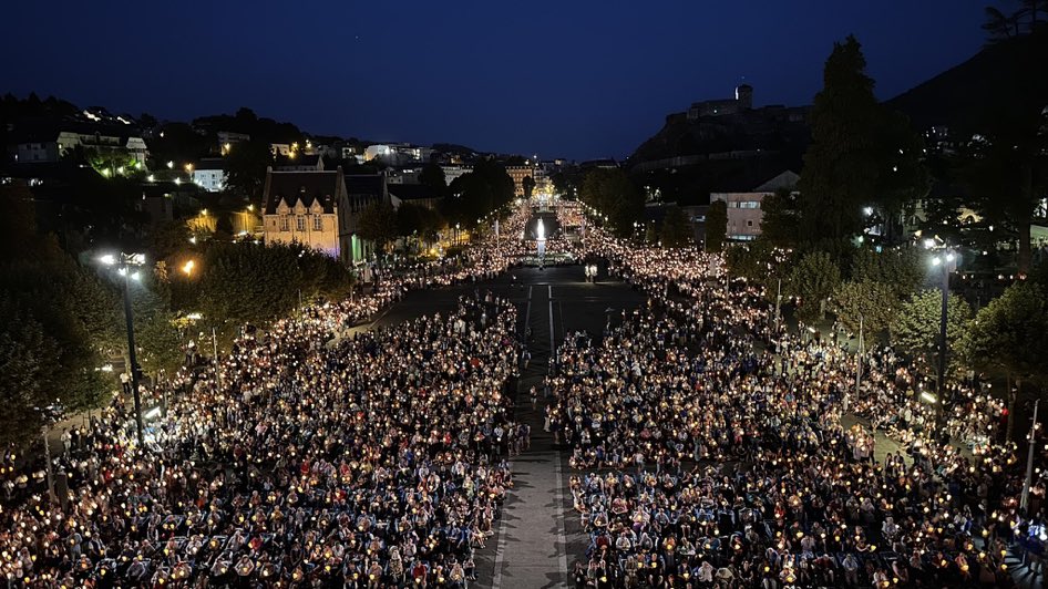 17,000 people at the Marian procession tonight at Lourdes on the eve of the Solemnity of the Assumption of the blessed Virgin Mary.