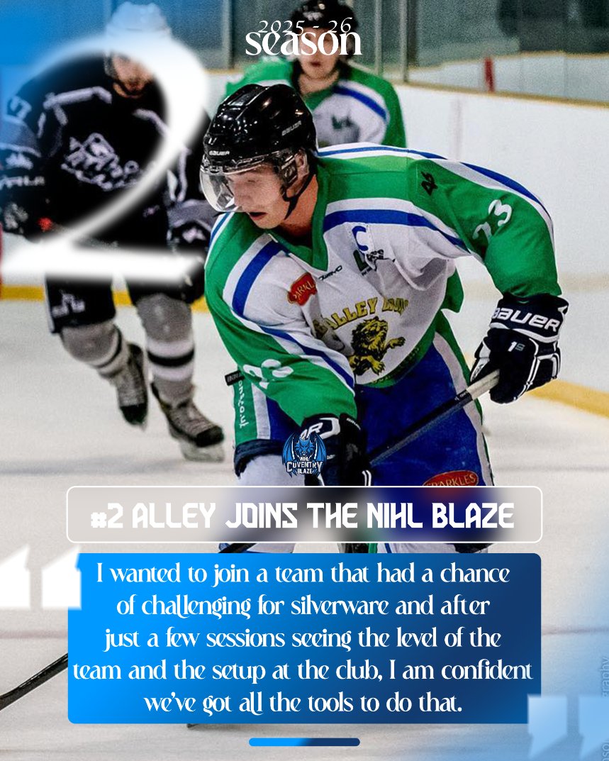 Nick Alley Is On The Roster 🐉

IDP Coventry NIHL Blaze are pleased to announce the signing of 35-year-old forward, Nick Alley, for the 2025/26 season.

Read More 👉 coventrynihlblaze.com/news-1/nihl-bl…