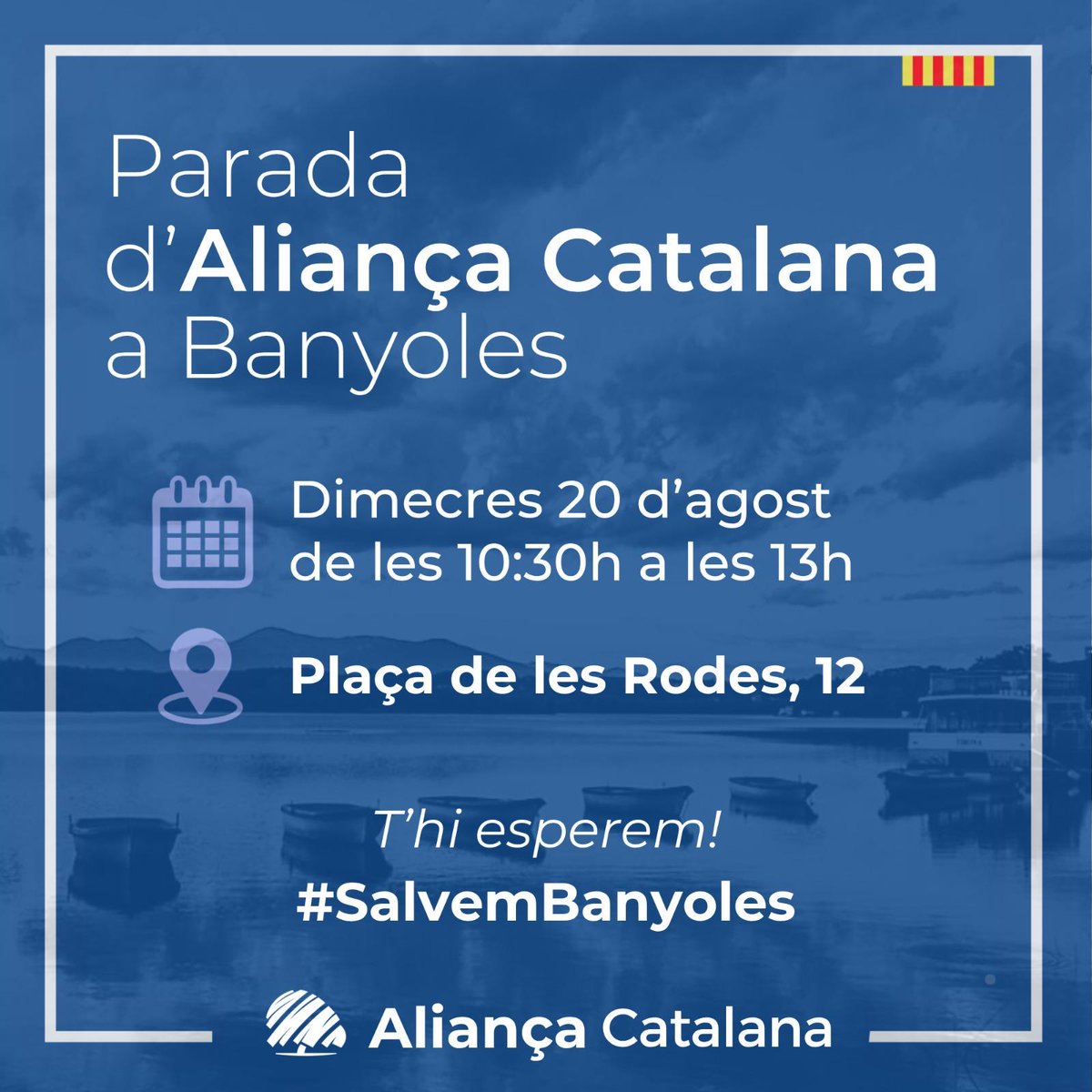 DEFENSEM CATALUNYA!

📢 Vine a la nostra parada informativa!
El moment és ara. Davant dels reptes socials, culturals i polítics que viu el nostre país, cal que la ciutadania s'informi, s'organitzi i actuï.

Vine, informa’t i forma part del canvi!

#SalvemElPlaDeLEstany 💙