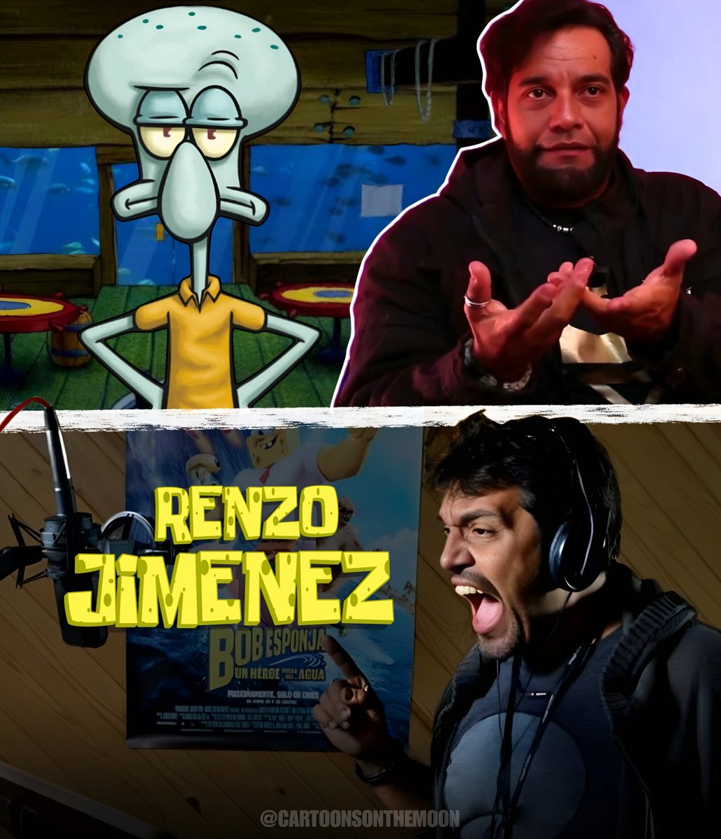 Un dato animado hasta que salga Beyond the Spider-Verse. Día 19:
 
En toda la historia de Bob Esponja (incluyendo las películas) solo un actor de doblaje ha interpretado al mismo personaje principal desde el primer episodio: 

Renzo Jiménez, la voz de Calamardo en latinoamérica