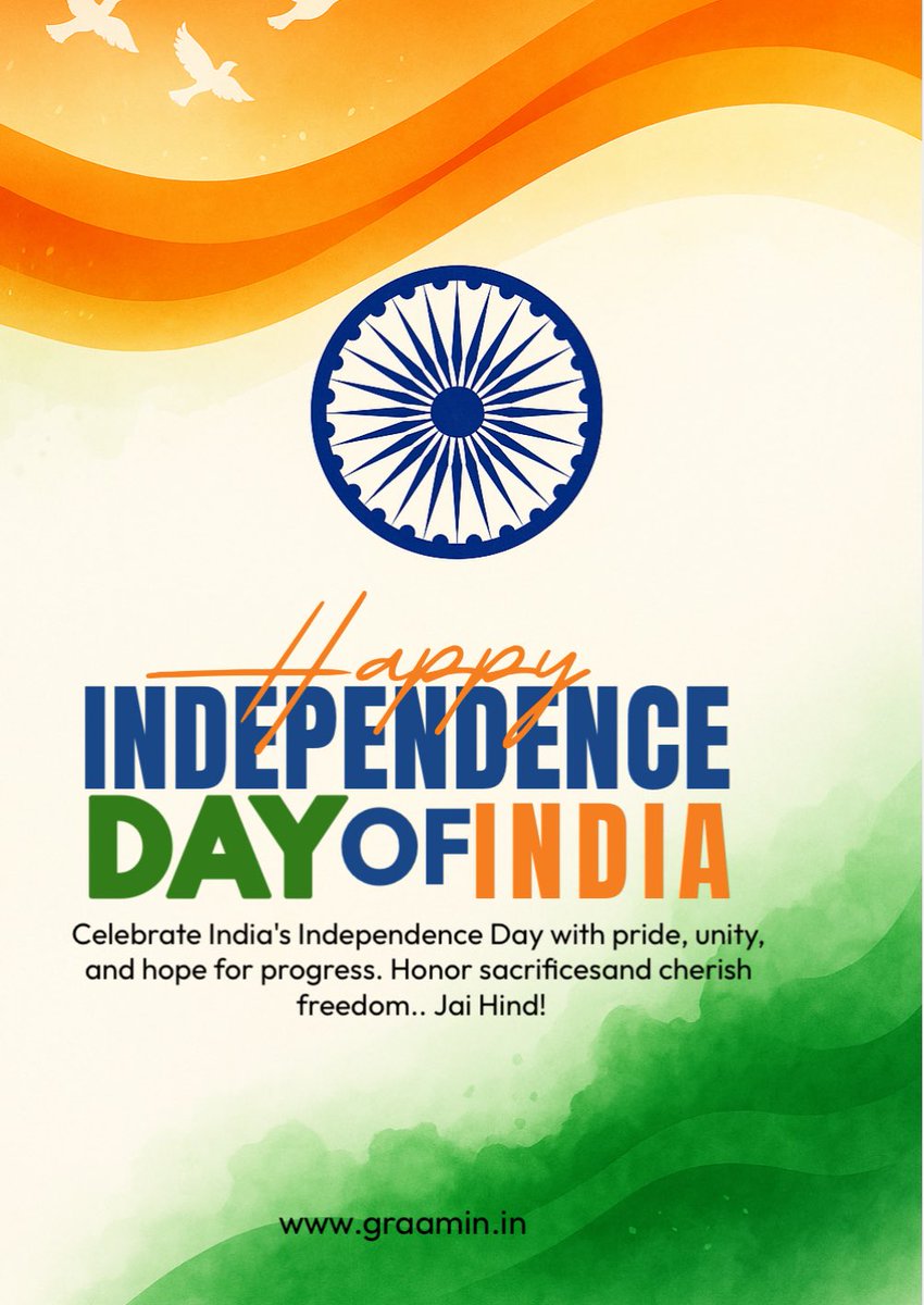 Graaamin's tweet photo. 🇮🇳 78 years of freedom, countless sacrifices, and an unbreakable spirit.
This Independence Day, let’s honour our past, celebrate our present, and shape a future worthy of our nation’s dreams.
#IndependenceDay #IndiaAt78 #JaiHind https://t.co/i6PV35B14b