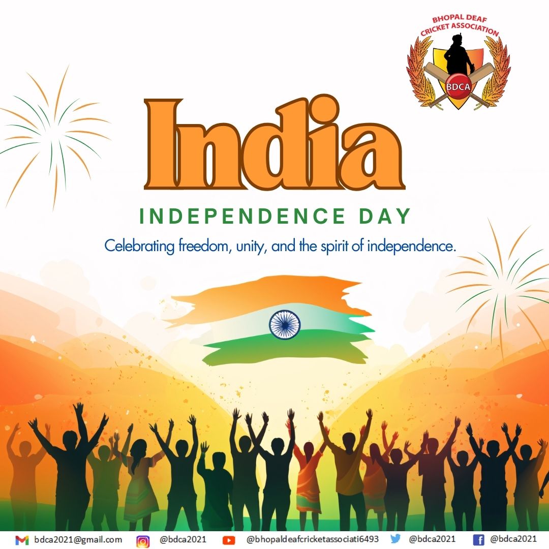 bdca2021's tweet photo. May the spirit of freedom lead us all to success and glory in life. Happy Independence Day! 
#bdca2021 #Bhopaldeafcricketassociation #idca #mcsd #bhopaldeaf https://t.co/v2PLE52QLn
