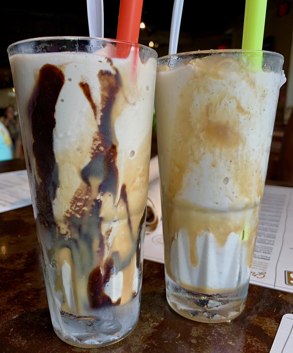 A couple shakes tonight. Coffee on left, apple pie on right!   (Not pictured: blackened grouper sammich)