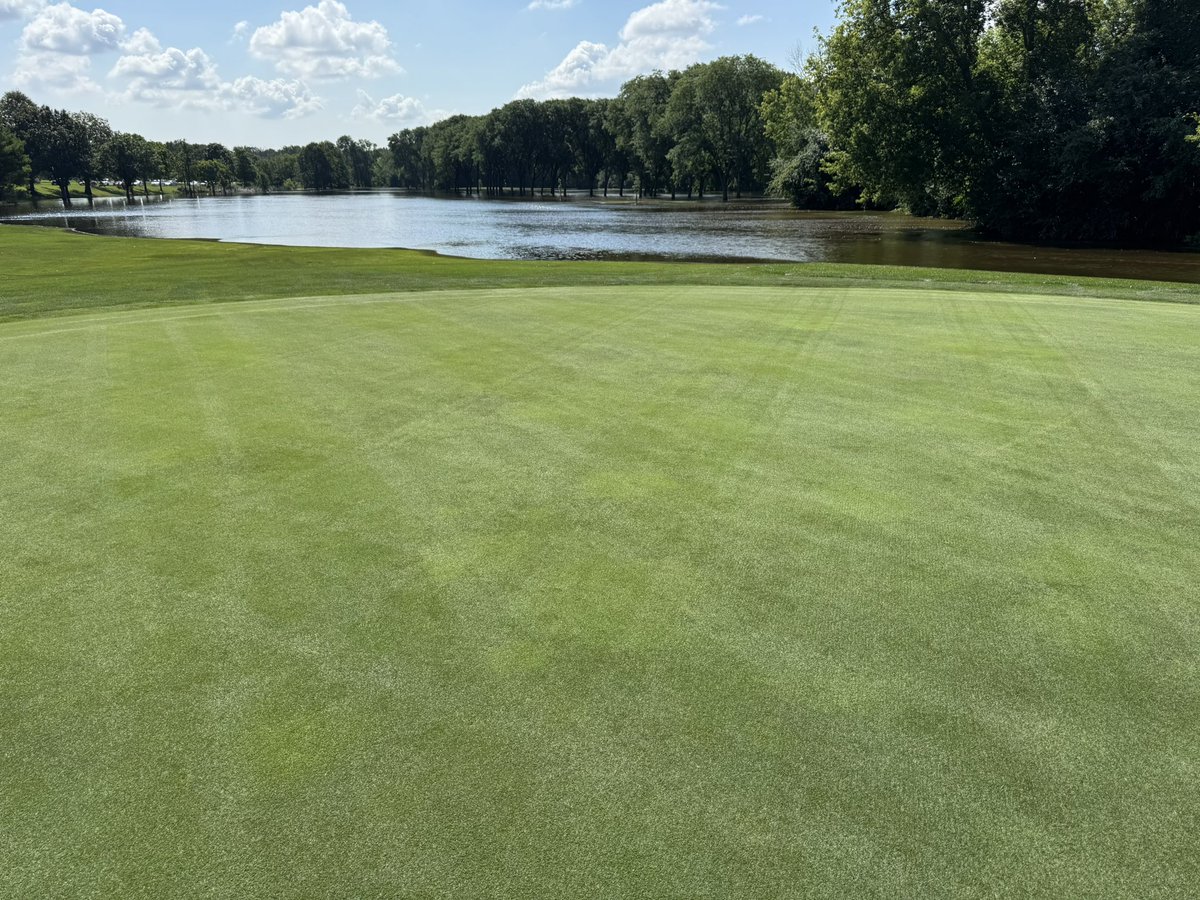 JStackGolfTurf's tweet photo. Under water Sunday, double verticut Wednesday. Clean up continues tomorrow. #mkegolf #curriepark https://t.co/APXjQAKer0