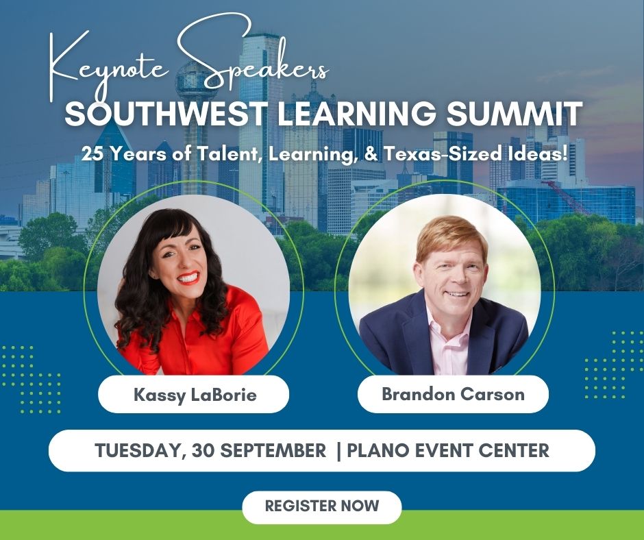 We’re excited to welcome Brandon Carson and Kassy LaBorie as keynote speakers at the Southwest Learning Summit (SWLS), hosted by ATD Dallas! 

Learn more and register today to secure your spot on September 30: ow.ly/N18k50WGnSA