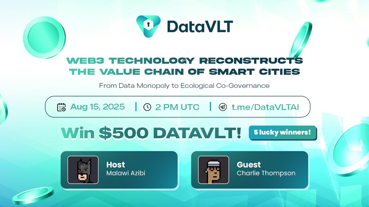 📢 AMA #DataVLT

Web3 Technology Reconstructs the Value Chain of Smart Cities - From Data Monopoly to Ecological Co-Governance 🌐

🗓️ Aug 15, 2025 | 🕛 2:00 PM UTC
🗺️ t.me/DataVLTAI

🎁 Win $500 DATAVLT! 5 lucky winners!

Don’t miss out—set your reminder! 🔔