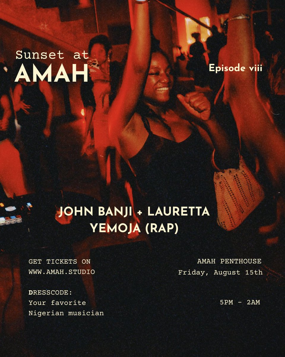 I have a show tomorrow at Amah Studios, a creative Penthouse in the heart of Lagos Island. Come through, John Banji would be there to play mad tunes✨ .