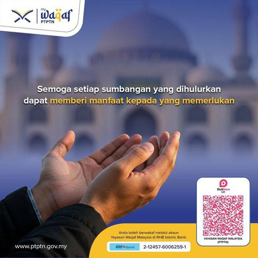 Hari Jumaat yang berkat ini, Min nak ajak kalian buat satu kebaikan yang akan terus mengalir pahalanya. 

Dari hati kita, sampai ke senyuman mereka. Setiap sen yang kalian wakafkan, jadi bekalan pahala &amp; harapan pendidikan anak-anak asnaf.

Jom berwakaf bersama myWaqaf PTPTN hari