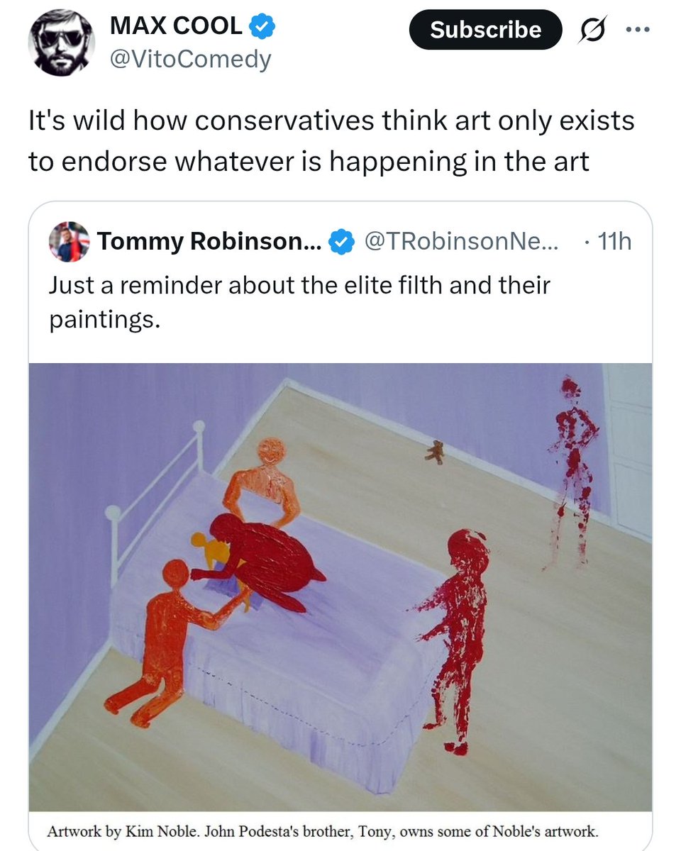 studentofgodd's tweet photo. 🚨Vito Defends Pedo Art

John Podesta is someone who got famous because of Wiki leaks and Pizza Gate which is a topic Google and YouTube have Blacklisted.  In the past Only approved Main stream sources would show up if you Goggled it and would leave out alot of details. https://t.co/PVuCQEYqar