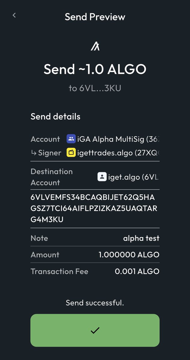 iGetAlgo (@igetalgo) on Twitter photo We did it!!! $iGA x $ALGO
We just set up our first community beta multisig wallet that we will use to pool funds to place bets as a group on <a href="/AlphaArcade69/">⍺lpha arcade</a>
Whos going to join us?!? $ALPHA We did it!!! $iGA x $ALGO
We just set up our first community beta multisig wallet that we will use to pool funds to place bets as a group on <a href="/AlphaArcade69/">⍺lpha arcade</a>
Whos going to join us?!? $ALPHA