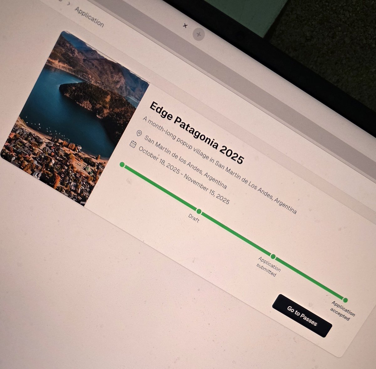 Look ma! I just got my ticket for <a href="/JoinEdgeCity/">Edge City</a> Patagonia ☀️