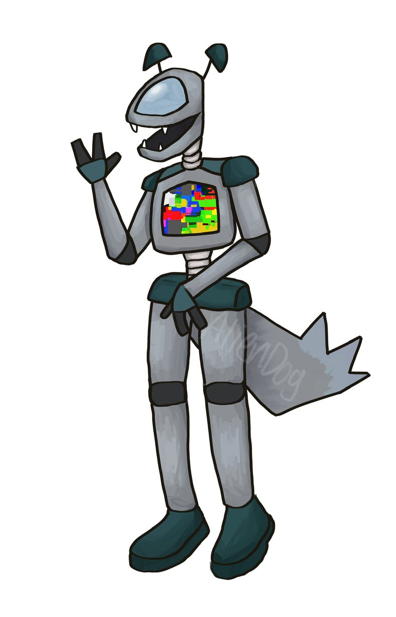aliendogdoodles's tweet photo. robot dawg! 
drew this awhile ago but finally decided to line it (badly) i needa change up the feet but i couldnt be bothered but i love him

#sona #oc #robotoc #robotsona #digitalart #DigitalArtist https://t.co/3TrrpsTL38