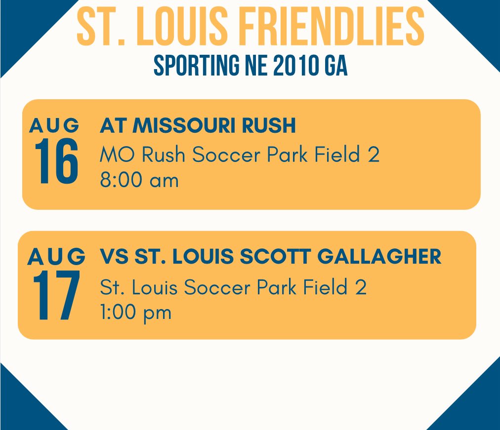 Quinn Blaney (@quinnhb2029) on Twitter photo Headed to St. Louis for two friendlies against two good teams this weekend! Ready to work and get better. Let's go Sporting! <a href="/PrepSoccer/">Prep Soccer ⚽️</a> <a href="/ImYouthSoccer/">ECNL/GA/Recruiting/College Soccer</a> <a href="/TheSoccerWire/">SoccerWire</a> <a href="/TopDrawerSoccer/">TopDrawerSoccer</a> <a href="/SNFC10G/">Sporting Nebraska FC 2010 GA</a> <a href="/SNFCGirlsGA/">SportingNEGirlsGA</a> Headed to St. Louis for two friendlies against two good teams this weekend! Ready to work and get better. Let's go Sporting! <a href="/PrepSoccer/">Prep Soccer ⚽️</a> <a href="/ImYouthSoccer/">ECNL/GA/Recruiting/College Soccer</a> <a href="/TheSoccerWire/">SoccerWire</a> <a href="/TopDrawerSoccer/">TopDrawerSoccer</a> <a href="/SNFC10G/">Sporting Nebraska FC 2010 GA</a> <a href="/SNFCGirlsGA/">SportingNEGirlsGA</a>