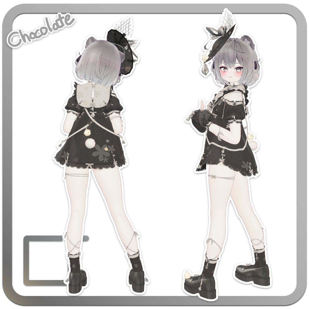 VRChat想定衣装モデル【「蕾」TSUBOMI 】販売開始しました。ショコラ・ミルフィ・しなの・マヌカ・愛莉・ミルティナちゃんに対応してます。8月31日までリツイート＆いいね してくださった方9名様に今作をプレゼントしますのでこちらの方もよろしくお願いします！resha.booth.pm/items/7290354 #VRChat